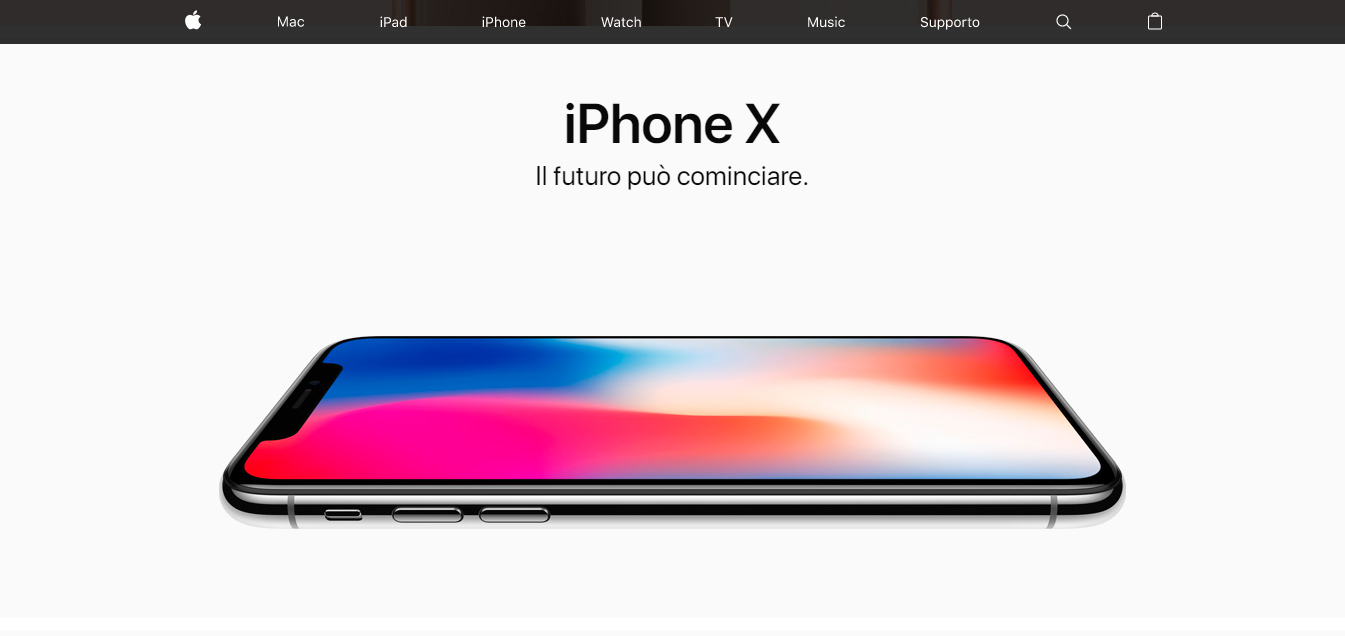 Presentazione di iPhone X sul sito Apple.