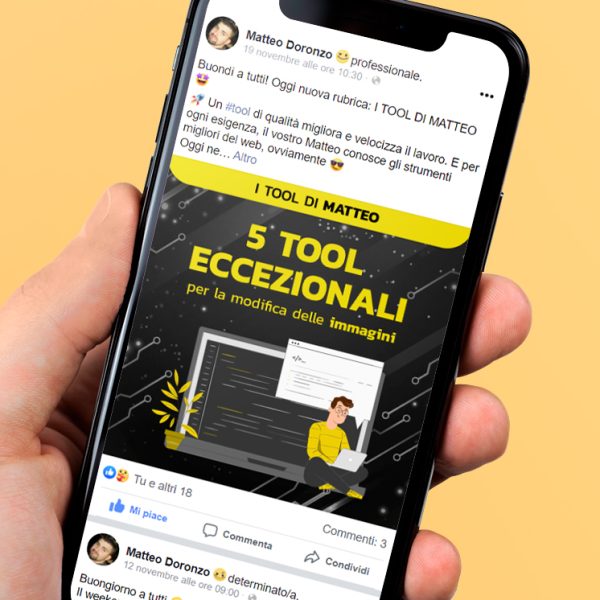 Matteo Doronzo - Gestione social pagina Facebook - Visuale smartphone