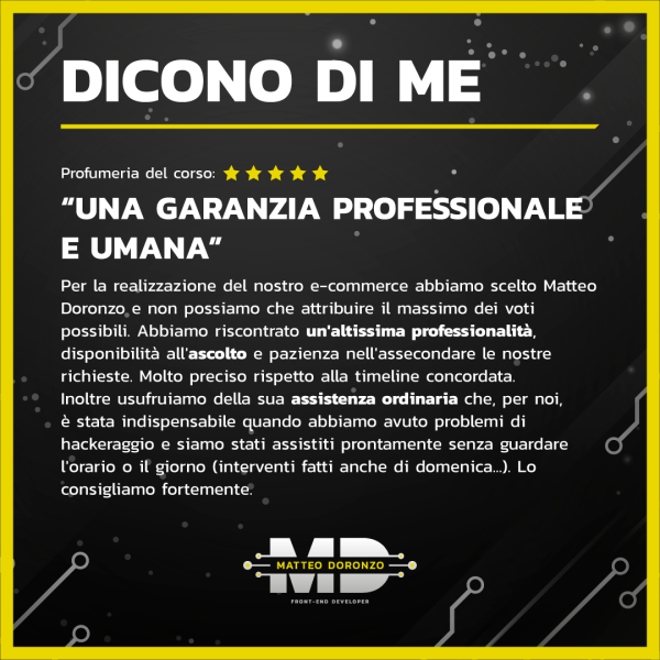Matteo Doronzo front-end web developer - Gestione social pagina Facebook - Post 6 - Recensione