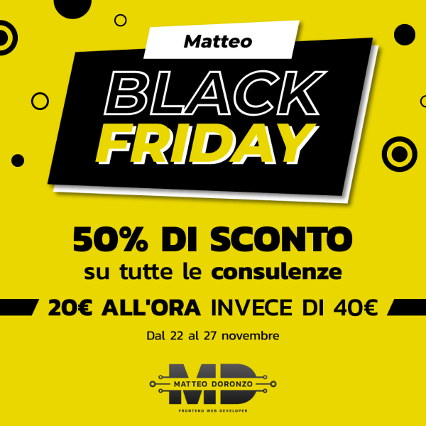 Matteo Doronzo front-end web developer - Gestione social pagina Facebook - Post 9 - Black Friday