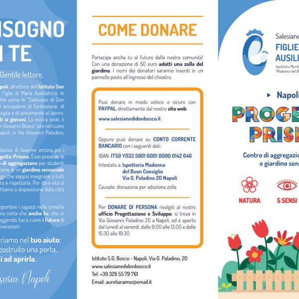 Progetto Prisma e Giardino Sensoriale a Napoli - Brochure (dettaglio e testi ante esterne)