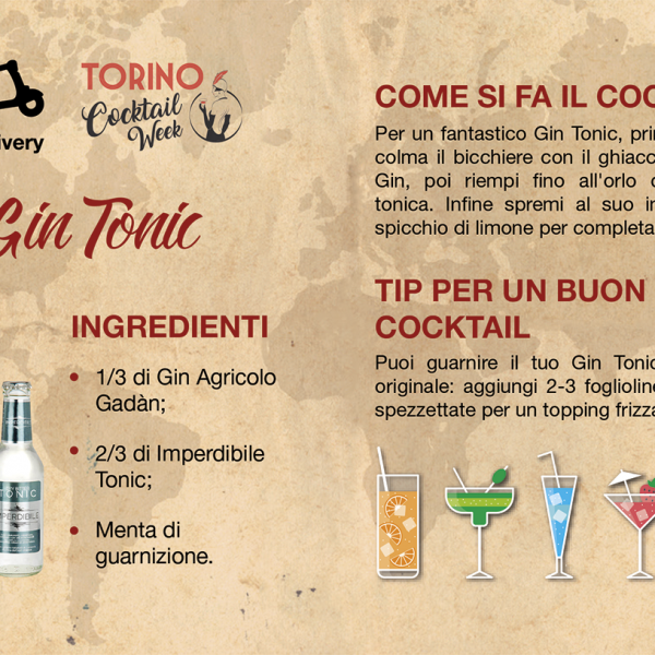 Winelivery Torino Cocktail Week - Flyer con testi Gin Tonic