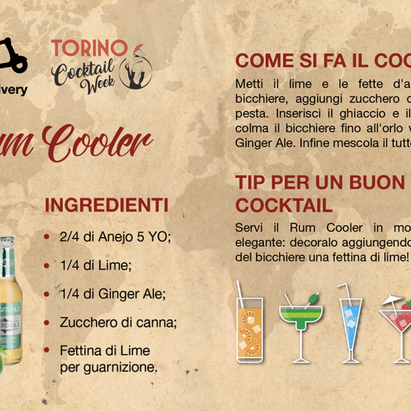 Winelivery Torino Cocktail Week - Flyer con testi Rum Cooler