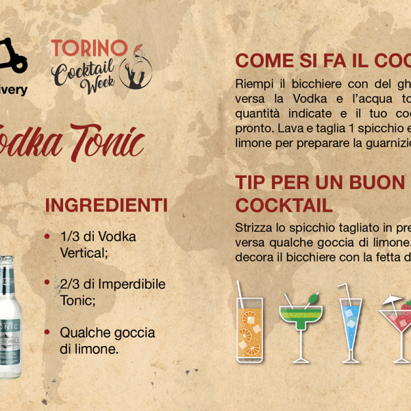 Winelivery Torino Cocktail Week - Flyer con testi Vodka Tonic